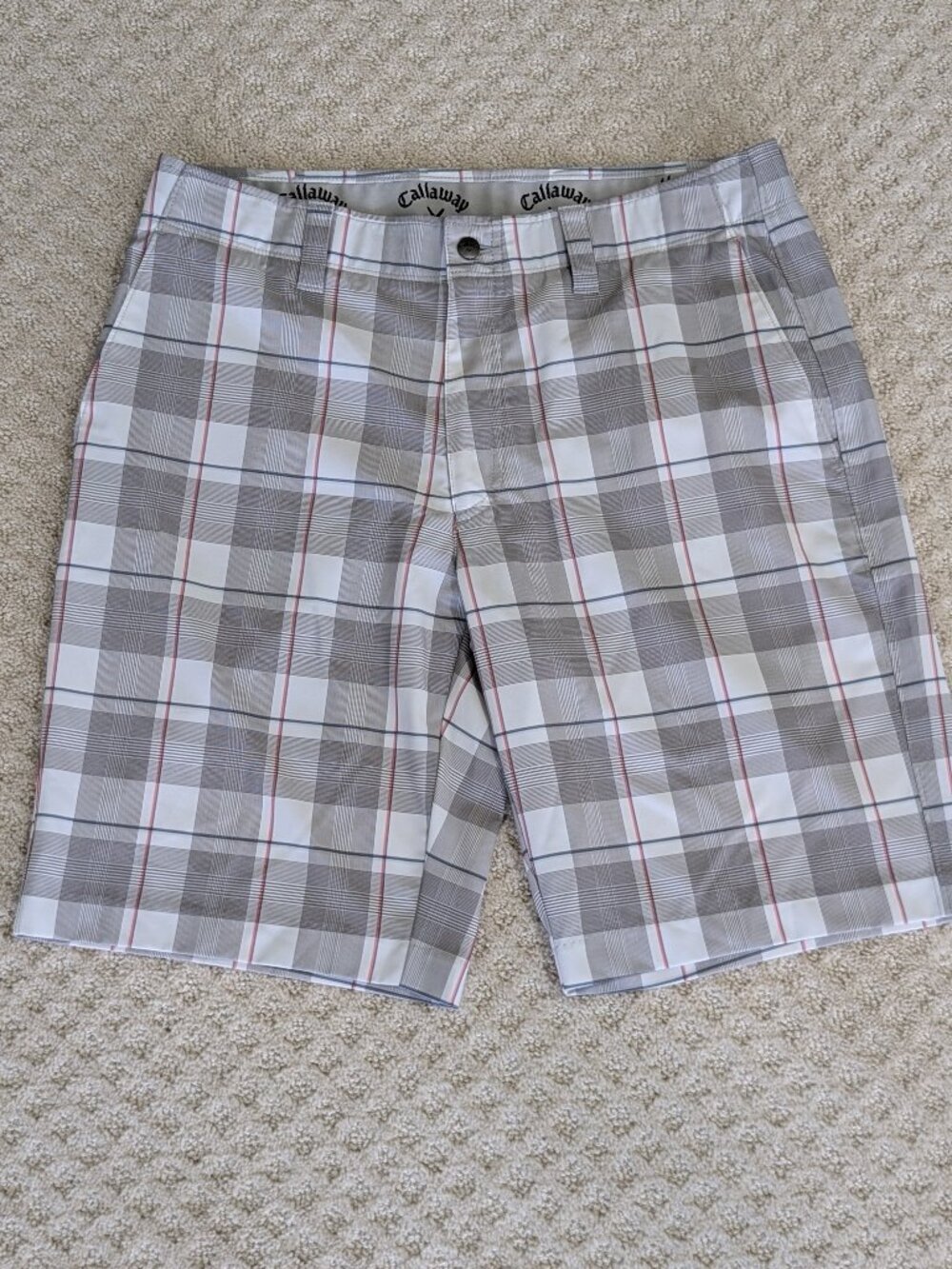 Callaway Mens Golf Shorts Size 33 Grey Plaid Performance Stretch